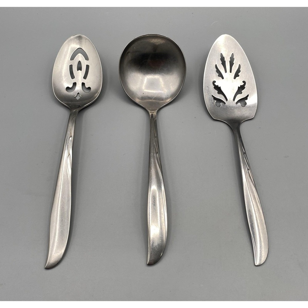 Oneida DUCHESS Stainless Serving Pieces Slotted Pie Server Spoon Gravy Ladle 3pc